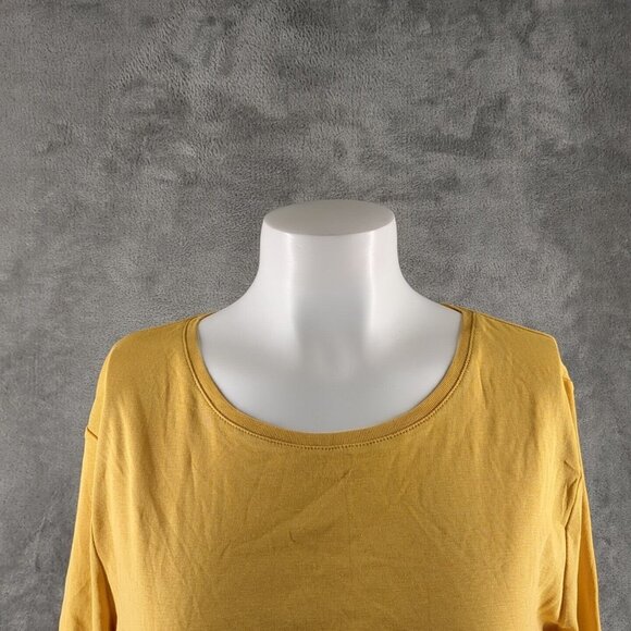 NWT CHARTER CLUB Women Top L(12-14) 100% Pima Cotton Yellow Pullover - Picture 3 of 10